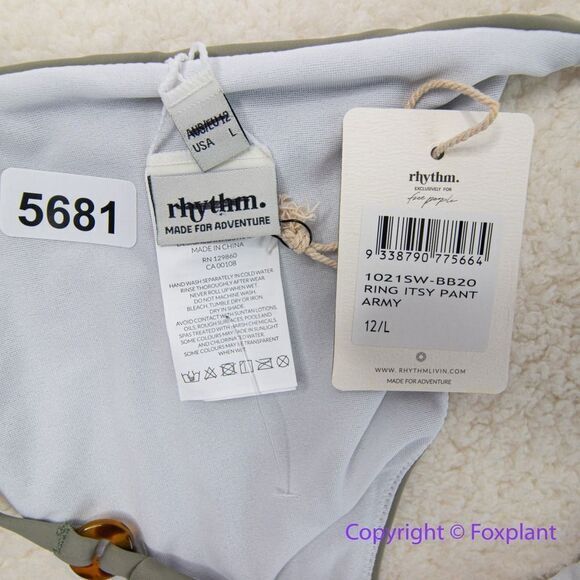 NEW Rhythm.X Free People Paisley Hi String Bikini Bottoms size L  in‎ army - Picture 13 of 14